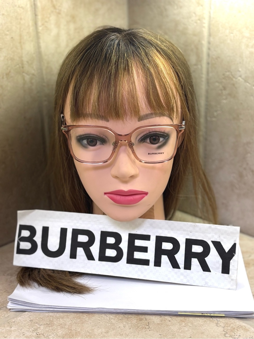 New Old Stock Burberry BE2376 4069 Blush Pink Square Optical Frames